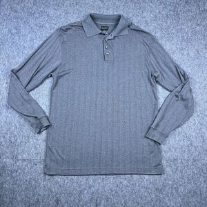 Vtg Reunion Men's Polo Sweater Shirt Gray Long Sleeve Rayon Cotton Size Medium